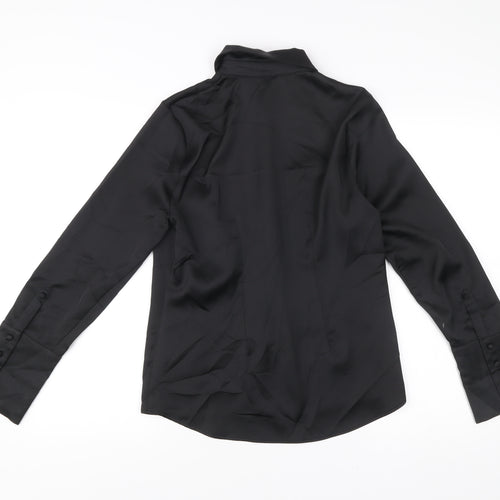River Island Women’s Black Button-Up Long Sleeve Shirt Size 8 Polyester Workwear