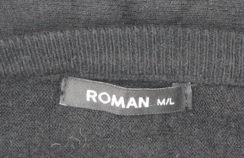 Roman Women’s Black Studded Star Jumper M Crew Neck Long Sleeve Knit