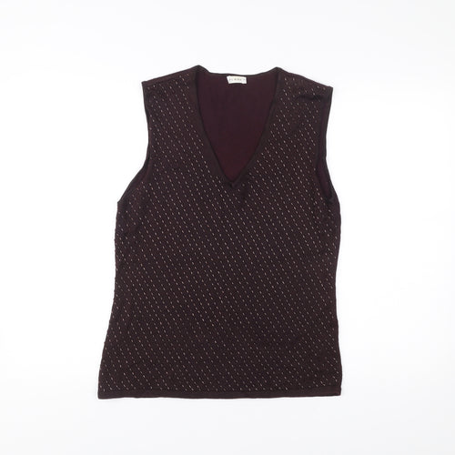 Planet Womens Brown Sleeveless Knit Tank Top Size L V-Neck