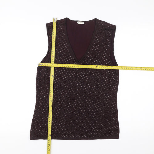 Planet Womens Brown Sleeveless Knit Tank Top Size L V-Neck