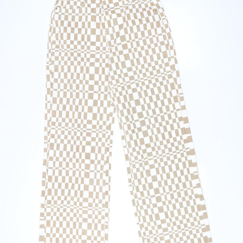 Twik Women’s Beige Check Straight Jeans Size 8 Regular Fit