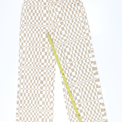 Twik Women’s Beige Check Straight Jeans Size 8 Regular Fit