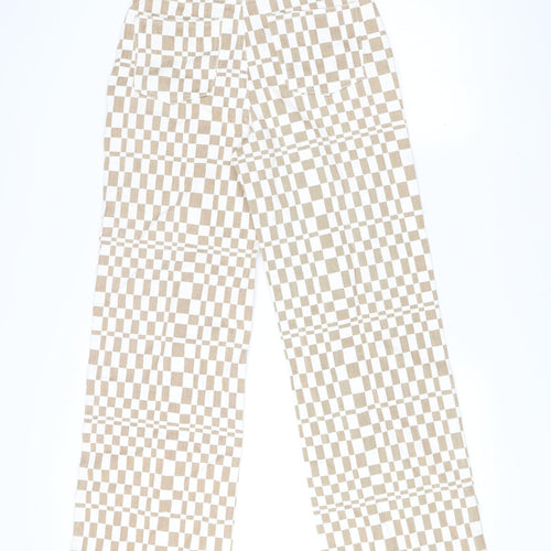 Twik Women’s Beige Check Straight Jeans Size 8 Regular Fit