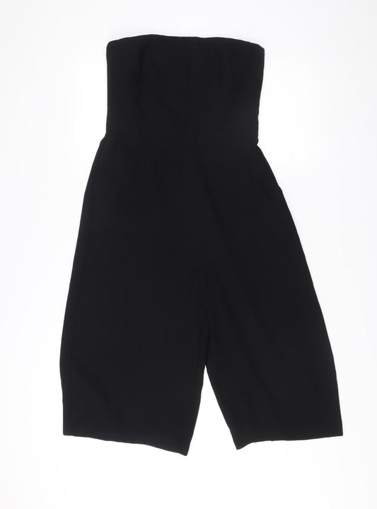Topshop Women Black Size 10 Strapless Wide-Leg Jumpsuit