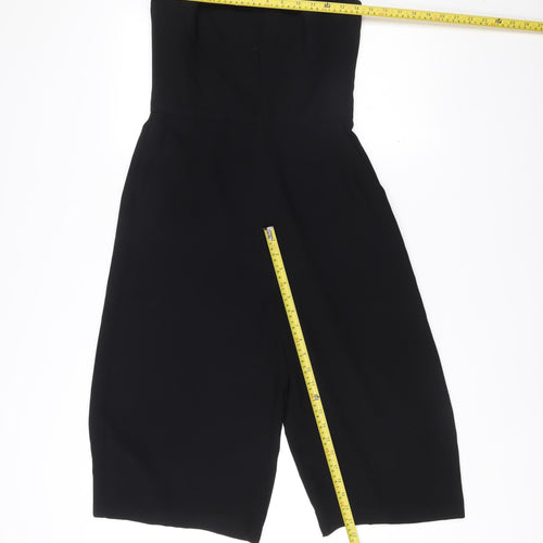 Topshop Women Black Size 10 Strapless Wide-Leg Jumpsuit