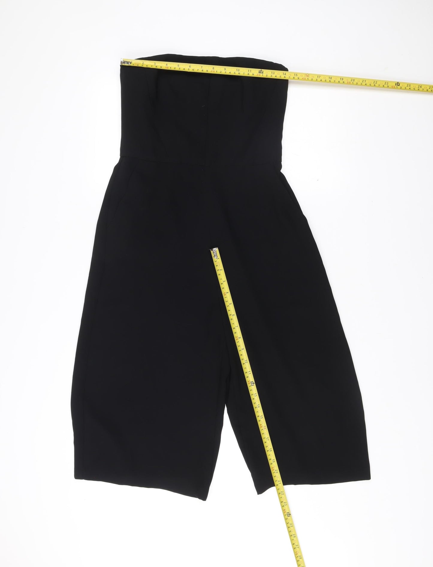 Topshop Women Black Size 10 Strapless Wide-Leg Jumpsuit