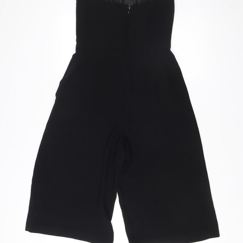 Topshop Women Black Size 10 Strapless Wide-Leg Jumpsuit