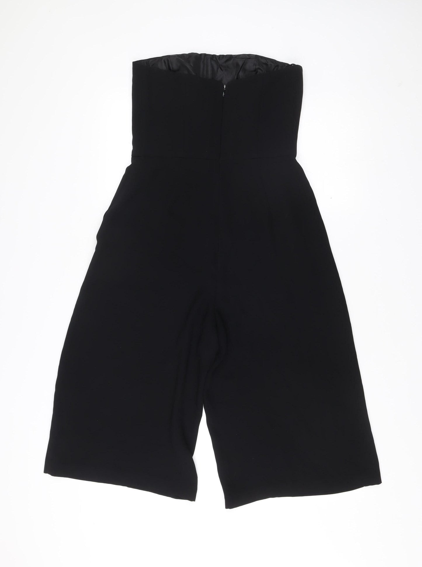 Topshop Women Black Size 10 Strapless Wide-Leg Jumpsuit