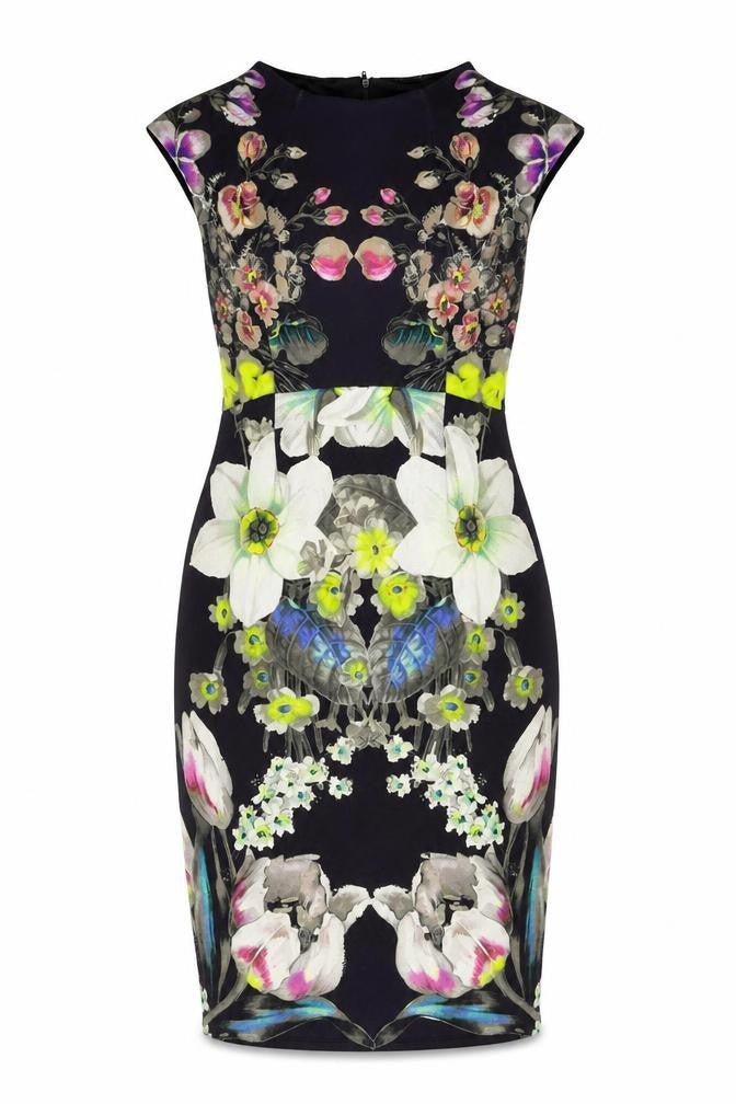 Front view of ASOS Maternity women’s multicoloured floral sheath dress, size UK 10