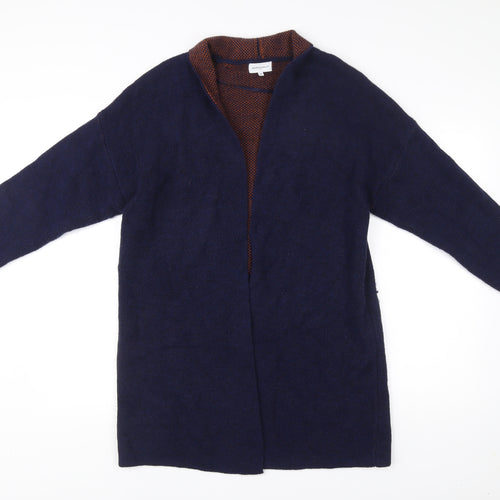 Bianco & Blu Men’s Blue Wool Acrylic Cardigan M Open Knit Long Sleeve