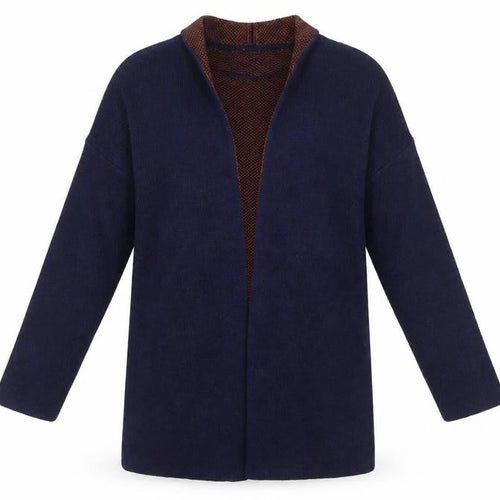 Bianco & Blu Men’s Blue Wool Acrylic Cardigan M Open Knit Long Sleeve