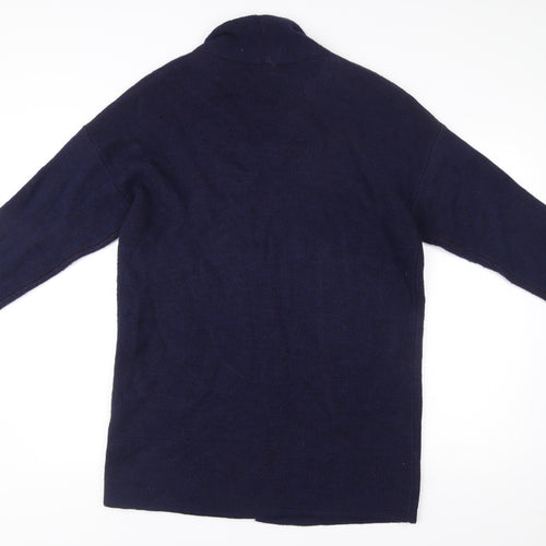 Bianco & Blu Men’s Blue Wool Acrylic Cardigan M Open Knit Long Sleeve