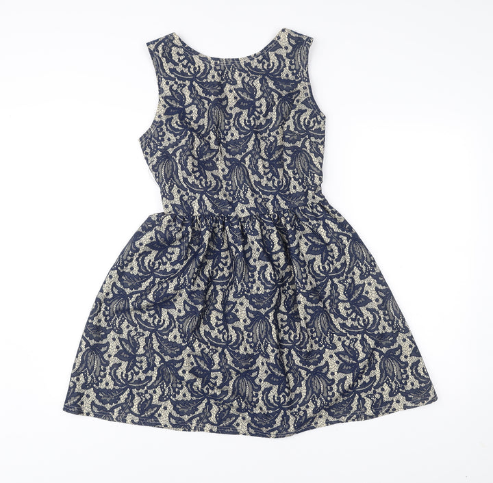 Atmosphere Women’s Blue Floral Lace Fit & Flare Sleeveless Dress UK 12