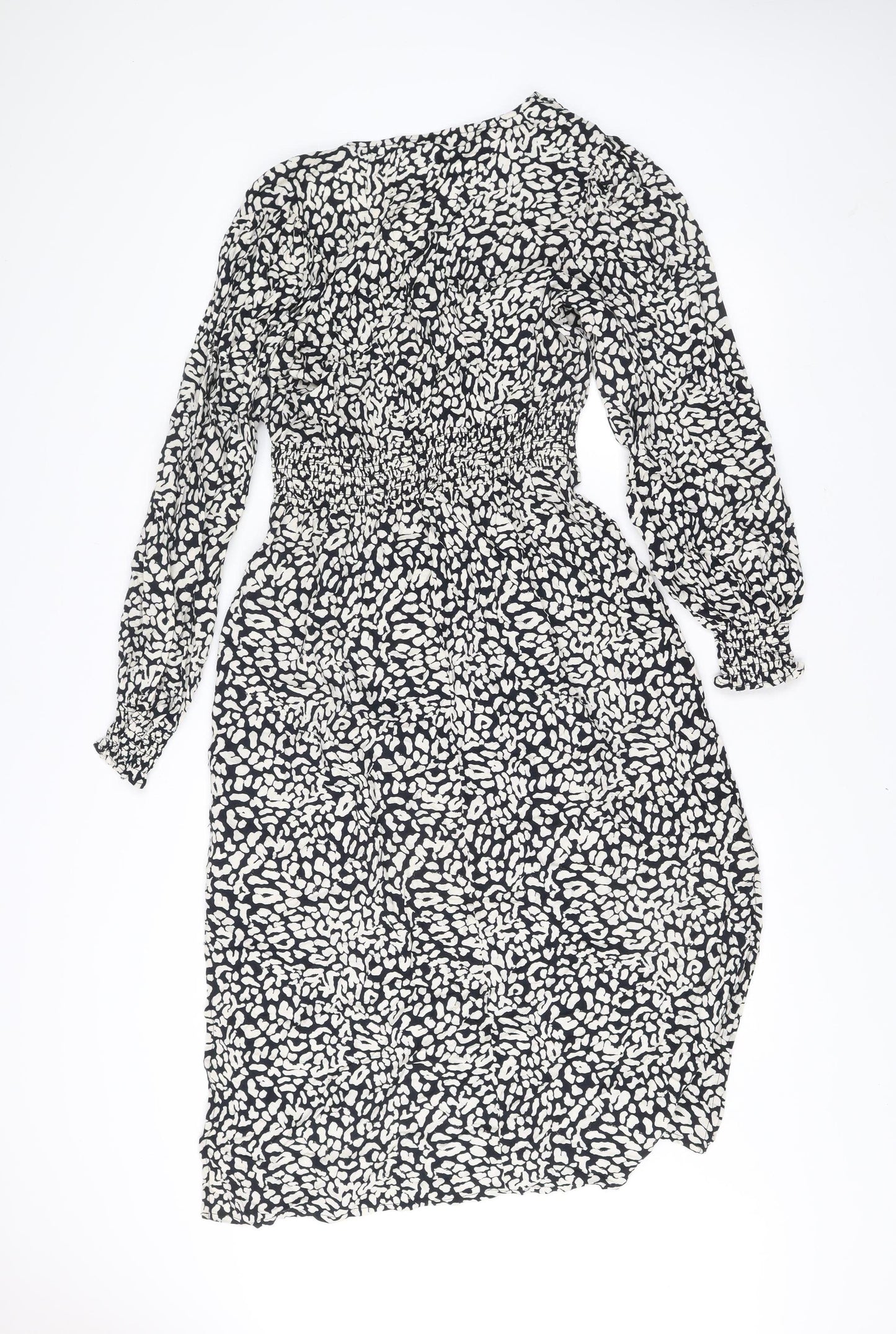 Principles Womens Black Animal Print Midi A-Line Dress Size 12