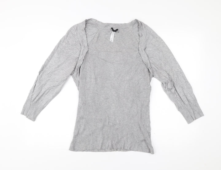 Next Womens Grey Size 20 Pullover Jumper Long Sleeve Knitwear