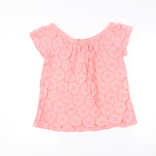 Peacocks Womens Pink Lace Floral Blouse Size 10 Summer Top