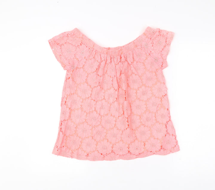 Peacocks Womens Pink Lace Floral Blouse Size 10 Summer Top