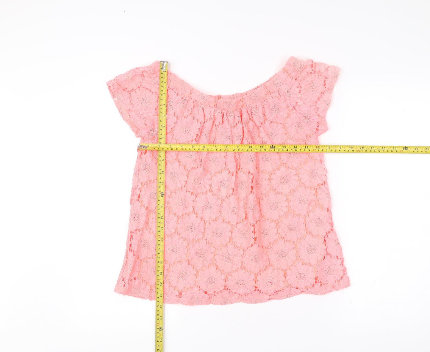 Peacocks Womens Pink Lace Floral Blouse Size 10 Summer Top