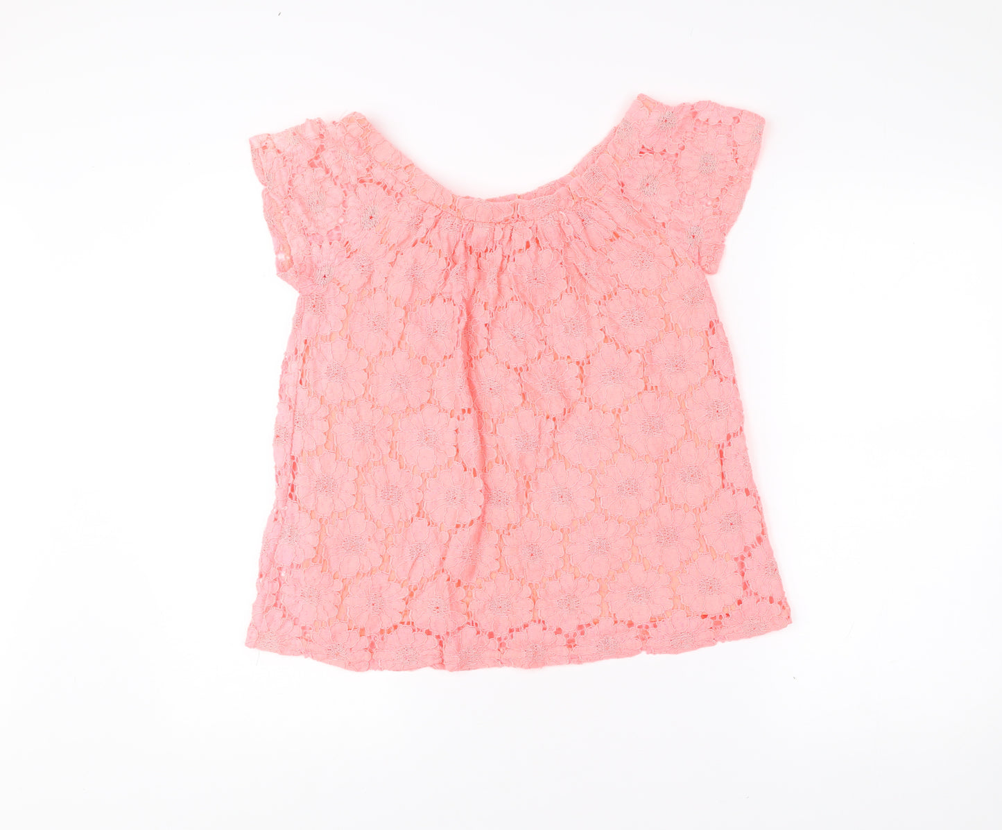 Peacocks Womens Pink Lace Floral Blouse Size 10 Summer Top