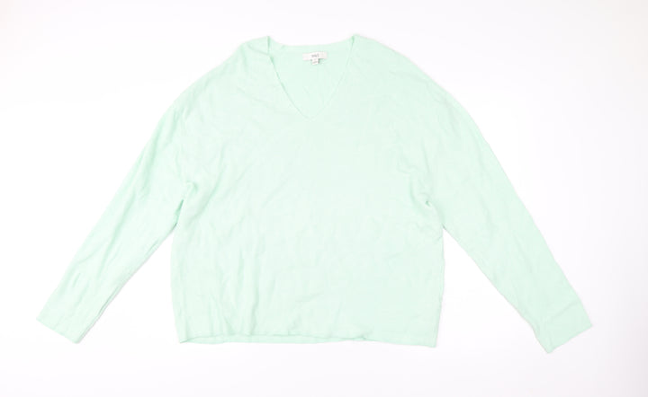 Marks and Spencer Womens Green XL V-Neck Pullover Jumper