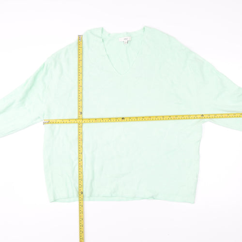 Marks and Spencer Womens Green XL V-Neck Pullover Jumper