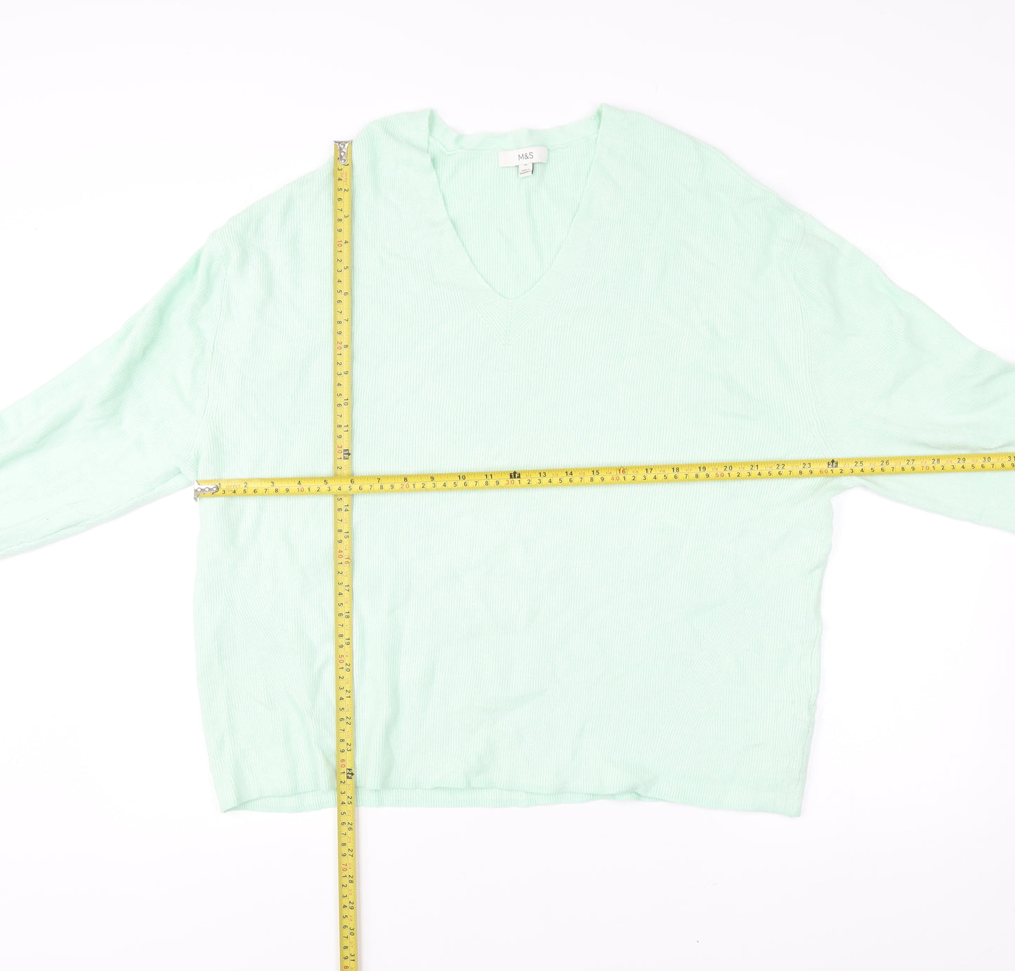 Marks and Spencer Womens Green XL V-Neck Pullover Jumper