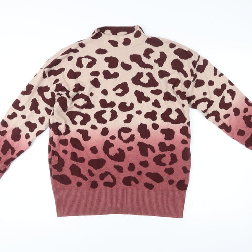 Next Women’s Multicoloured Leopard Print Mock Neck Jumper Size S