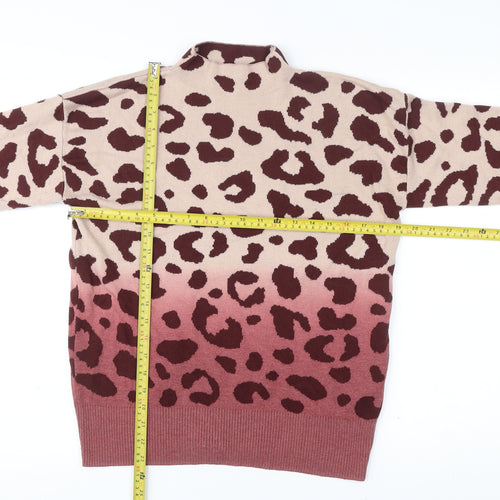Next Women’s Multicoloured Leopard Print Mock Neck Jumper Size S