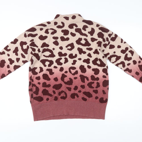 Next Women’s Multicoloured Leopard Print Mock Neck Jumper Size S