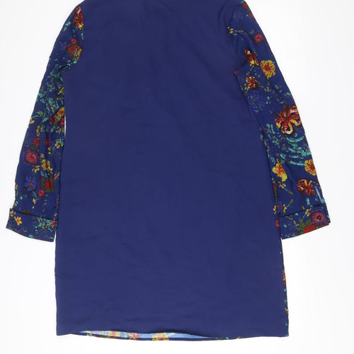 Lavand Womens Blue Floral Shift Dress XL Long Sleeve Boho Casual
