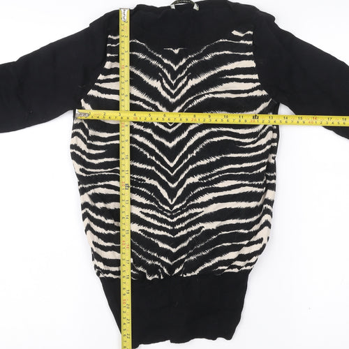 Oasis Womens Black Zebra Print Jumper XS Crew Neck Long Sleeve