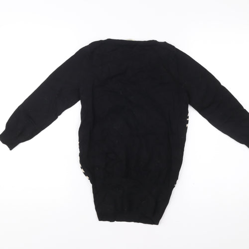Oasis Womens Black Zebra Print Jumper XS Crew Neck Long Sleeve