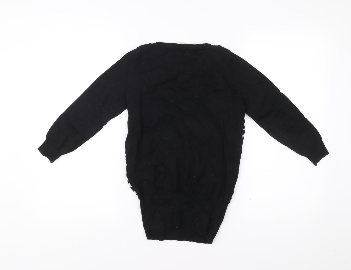 Oasis Womens Black Zebra Print Jumper XS Crew Neck Long Sleeve