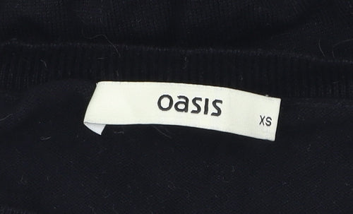 Oasis Womens Black Zebra Print Jumper XS Crew Neck Long Sleeve