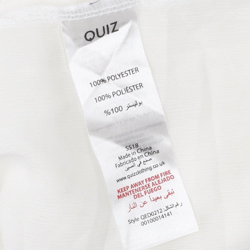 Quiz Women’s White Chiffon Tunic Blouse Size M Party Ruffle Strappy