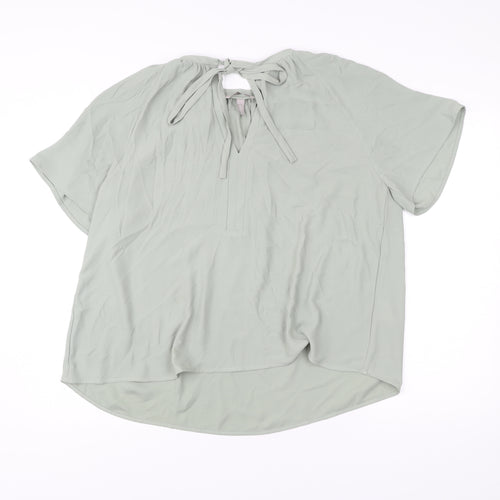 H&M Women’s Green Blouse Size 12 Short Sleeve Tunic Style