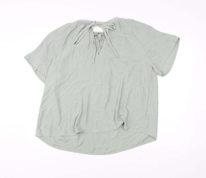 H&M Women’s Green Blouse Size 12 Short Sleeve Tunic Style