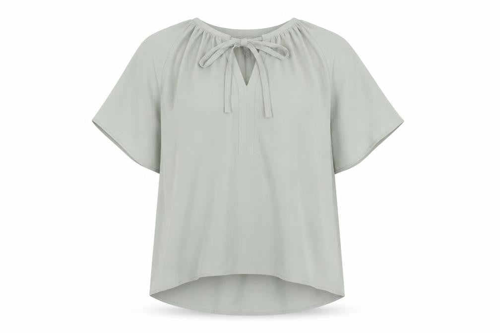 H&M Women’s Green Blouse Size 12 Short Sleeve Tunic Style