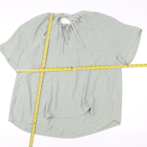 H&M Women’s Green Blouse Size 12 Short Sleeve Tunic Style