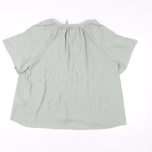 H&M Women’s Green Blouse Size 12 Short Sleeve Tunic Style
