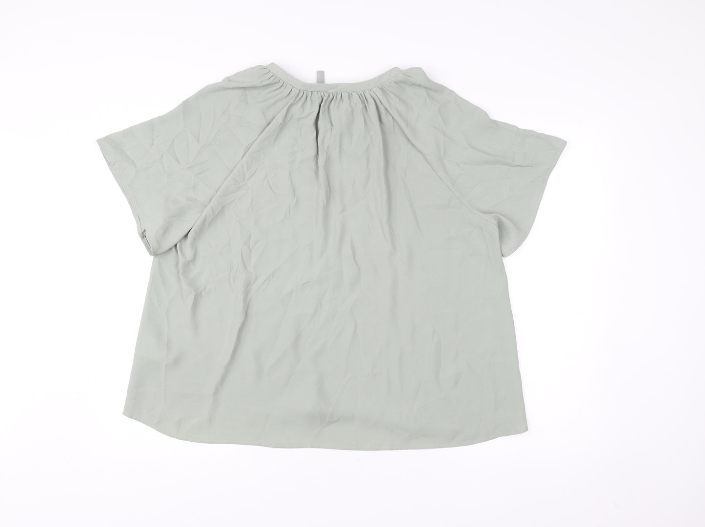 H&M Women’s Green Blouse Size 12 Short Sleeve Tunic Style