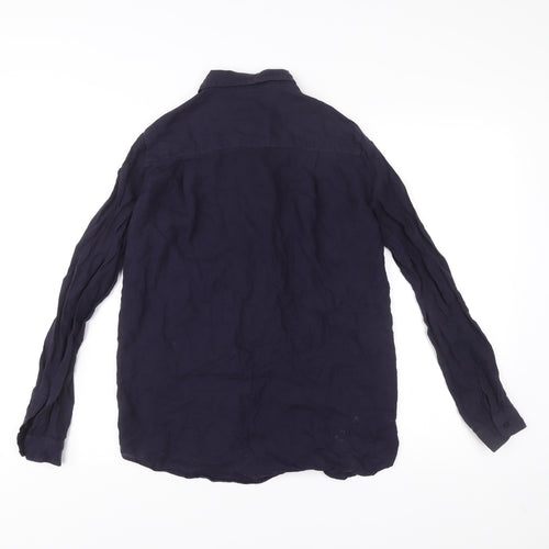 Zara Woman Women's Blue Button-Up Shirt Size S Long Sleeve