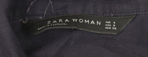 Zara Woman Women's Blue Button-Up Shirt Size S Long Sleeve
