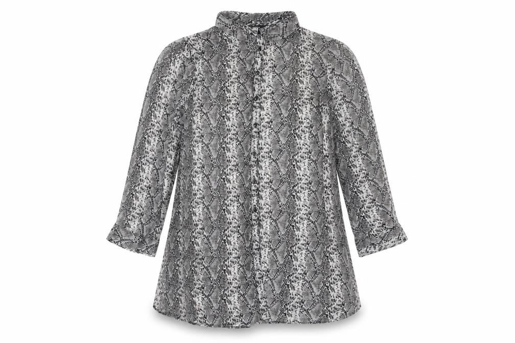 Papaya Womens Grey Animal Print Tunic Blouse Size 18 Long Sleeve