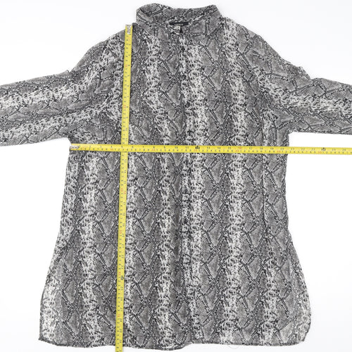 Papaya Womens Grey Animal Print Tunic Blouse Size 18 Long Sleeve