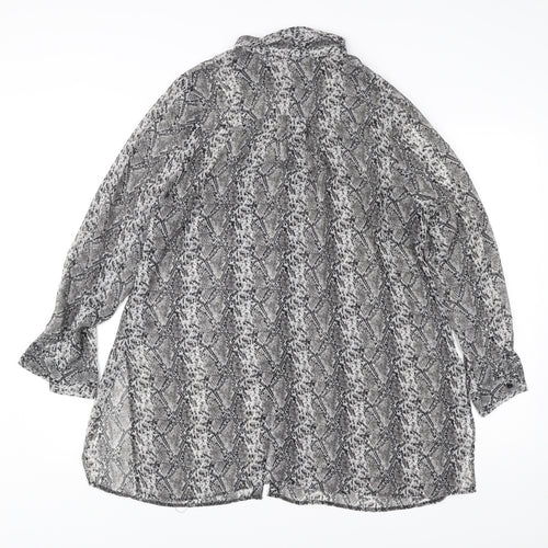 Papaya Womens Grey Animal Print Tunic Blouse Size 18 Long Sleeve