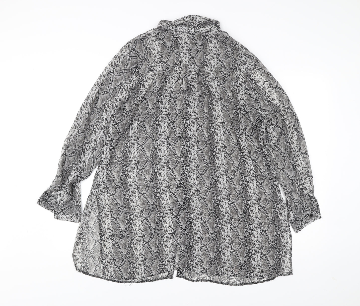 Papaya Womens Grey Animal Print Tunic Blouse Size 18 Long Sleeve