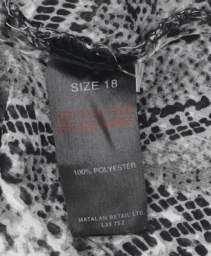 Papaya Womens Grey Animal Print Tunic Blouse Size 18 Long Sleeve