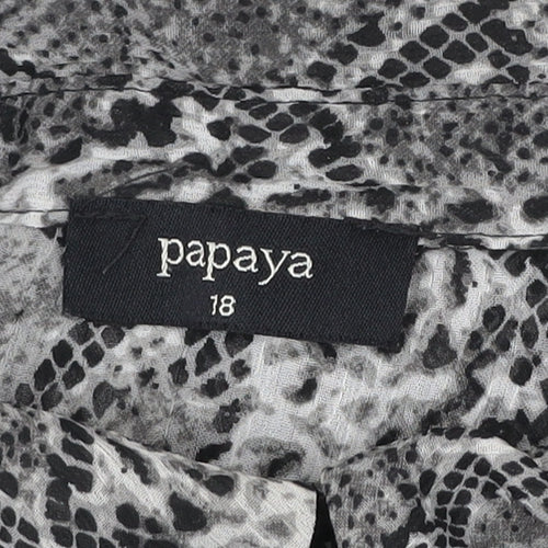 Papaya Womens Grey Animal Print Tunic Blouse Size 18 Long Sleeve