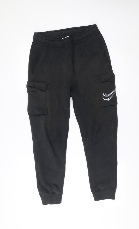 Nike Men’s Black Joggers S Regular Fit Fleece Sports Trousers